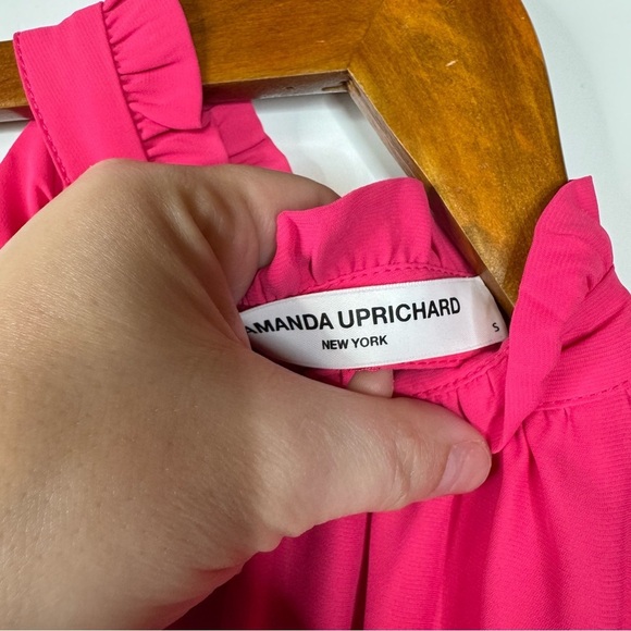 Amanda Uprichard Pink Ruffle High Neck Mini Dress Size Small - Picture 3 of 5
